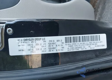 2012 Chrysler Town & Country Touring-L из США, поврежденный, VIN 2C4RC1CG8CR346353